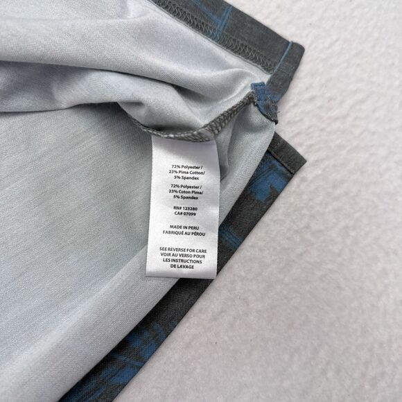 Travis Mathew Polo Shirt Men’s Size Medium Gray Blue Palm Tree Print Resort Golf - Picture 7 of 10